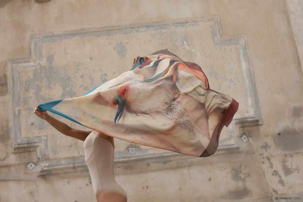 'Two Muses' Silk Scarf by Miss Van