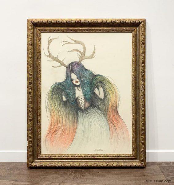 rainbowhair_drawing_miss-van_framed