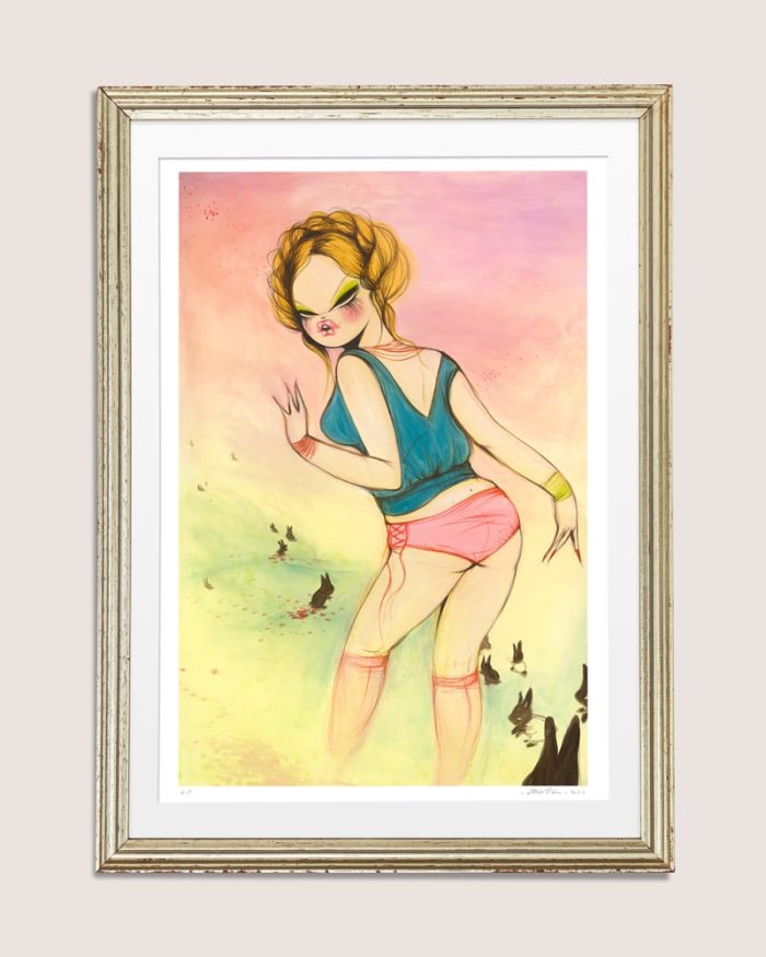 Country Girl and Bunnies - Print by Miss Van - Oldies