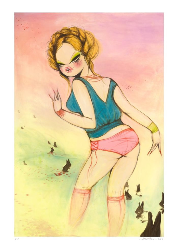 Country Girl and Bunnies - Print by Miss Van - Oldies