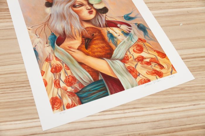 Pompom Muse with baby chick - Giclee Print by Miss Van - 2023