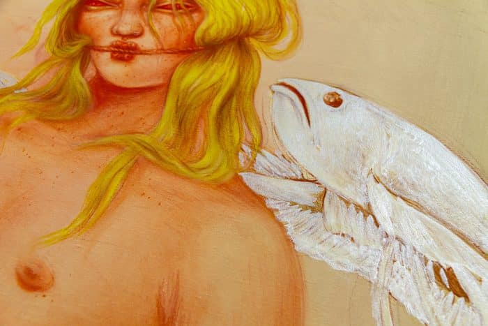 Painted "Nude With Golden Fishes" - Print - Miss Van 2023